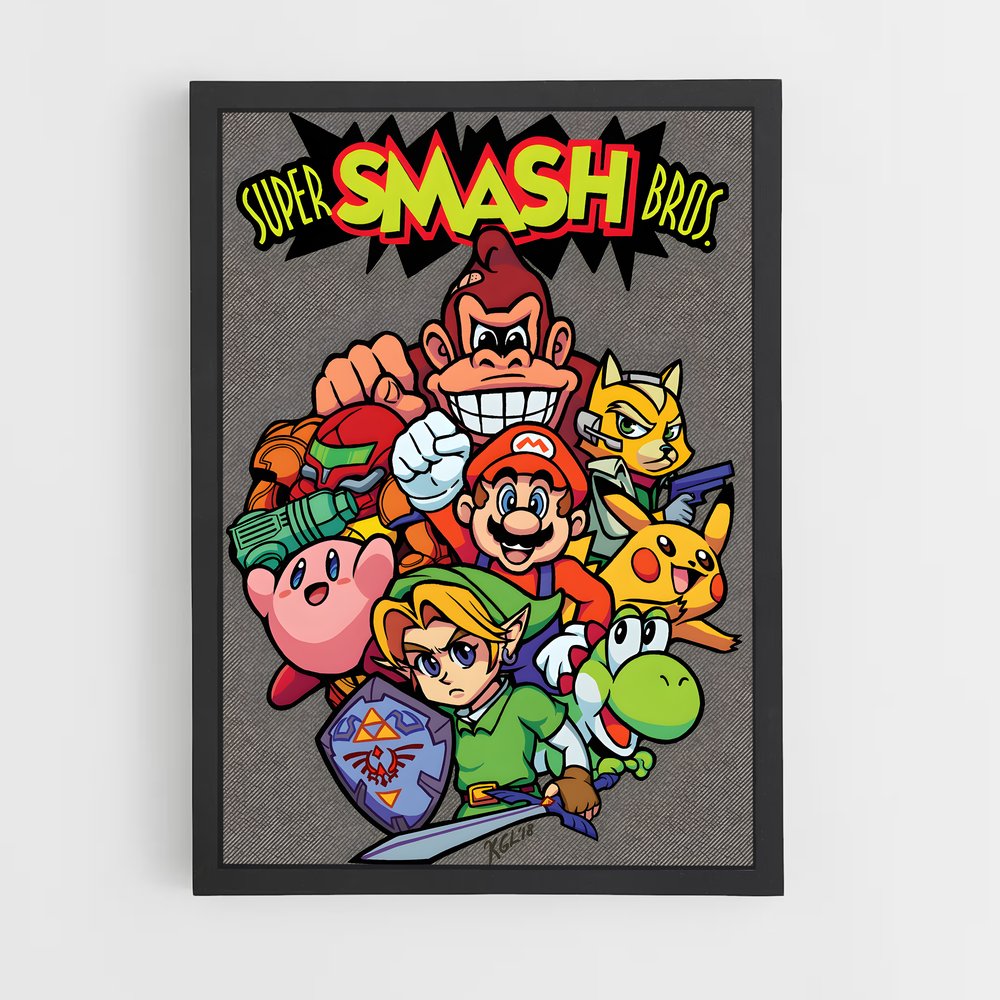 Poster Smash à la Folie – affiche Super Smash Bros (vue 2)